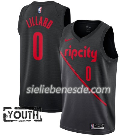 Kinder NBA Portland Trail Blazers Trikot Damian Lillard 0 2018-19 Nike City Edition Schwarz Swingman